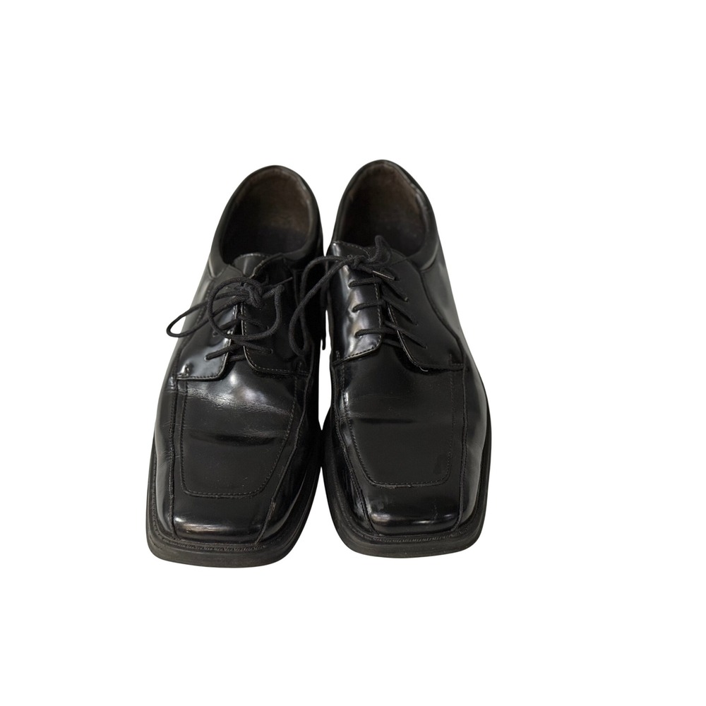Axcess Liz Claiborne Mens Black Leather Square Toe Oxford Dress Shoes‎ Lace Up